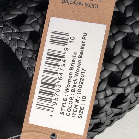 TOMS Briella Black Woven Basket PU Flat Shoes - Picture 2 of 8